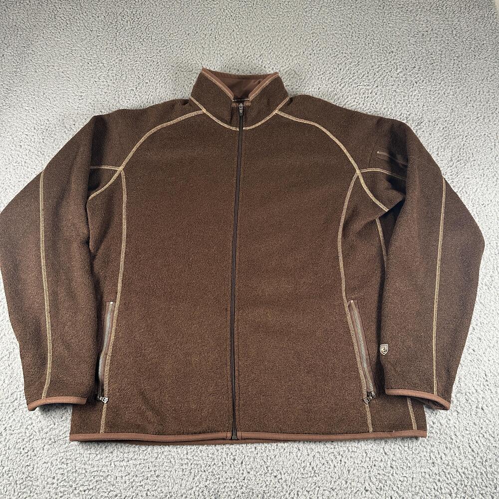 Kuhl ALFPACA Fleece Jacket Mens 2XL Brown Full Zip Outdoor Hiking Thermal